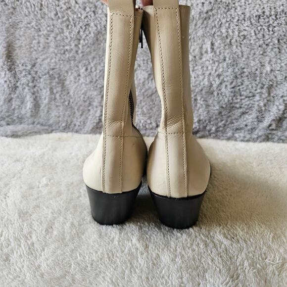 ASOS Women's Leather Angled Heeled Chelsea Ankle Bootie Size 10 White Side Zip - Picture 7 of 12